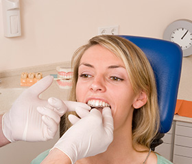 Woman being fitted for occlusal spling