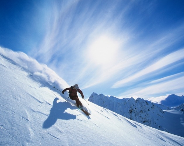 Person skiing down a mountain