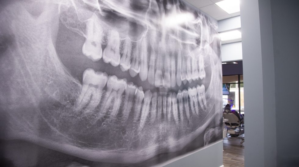 X ray on wall of dental practice